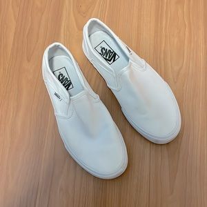 White Slip On Vans.